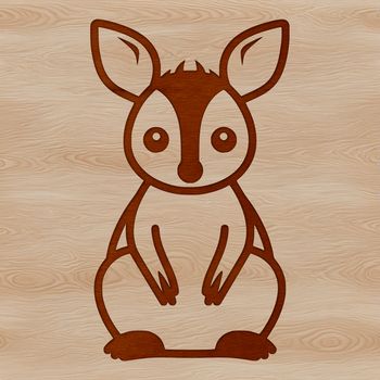 A simple line drawing illustration of a smiling kangaroo with a friendly expression.