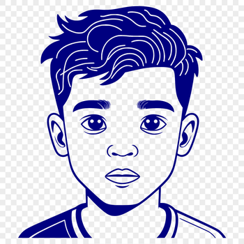 An outline design of a child's face and upper body, created with vector graphics.