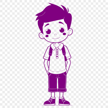 An outline image of a child in a simple design style.