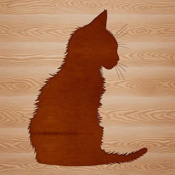 Adorable cartoon kitten sitting on its haunches in a simple silhouette style.