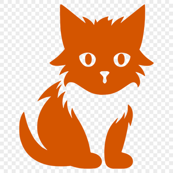 A cartoon-style illustration of a sitting cat in full body pose.