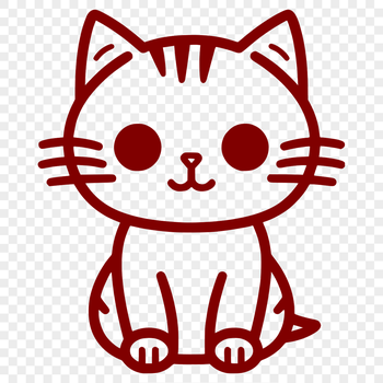 A simple line drawing of a sitting cat with full body, suitable for vector art and design.