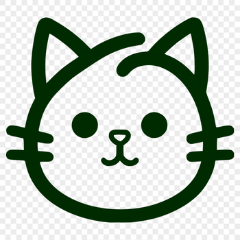 Simple line drawing of a cute kitten's head with basic facial features.