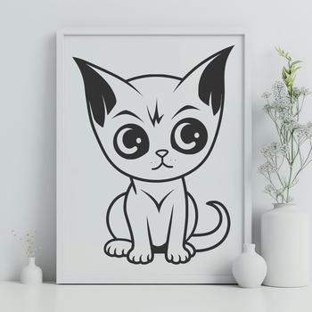 A cute cartoon cat in full-body pose, suitable for use as clip art or vector design.
