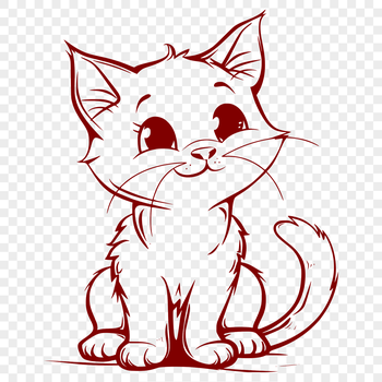 A full-body illustration of a cute kitten sitting in a relaxed position.