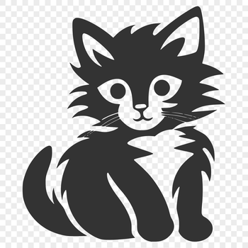 A cute, cartoon-style kitten sitting on its haunches, depicted as a vector graphic illustration.