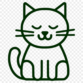 A simple line drawing of a cute kitten sitting on its haunches with full body visible.