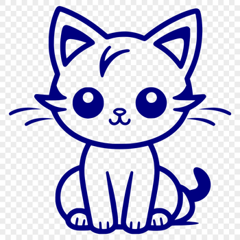 A colorful illustration of a sitting cat in full body form.