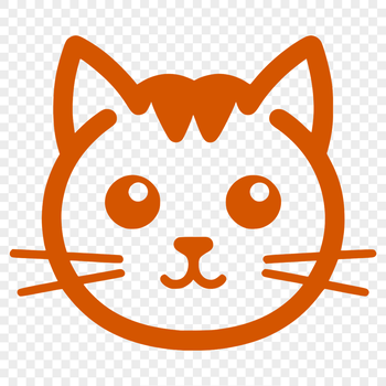Simple line drawing of a cute cat's head, suitable for vector art and commercial or personal use.