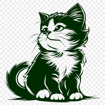A cute full-body illustration of a sitting cat with a simple design suitable for vector art and cutting machine stencils.