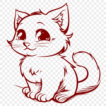A full-body illustration of a sitting kitten in a simple style.