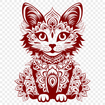 A cute kitten sitting with its full body visible in a simple design.
