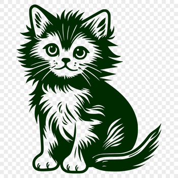 A small domestic cat sitting on its haunches, depicted in a vector format.