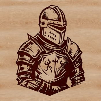 A detailed illustration of a medieval knight in armor, suitable for vector art and digital design projects.
