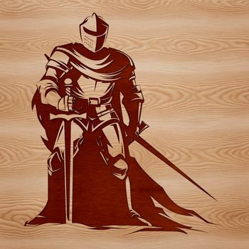A medieval knight illustration in bold vector lines, suitable for various digital designs.