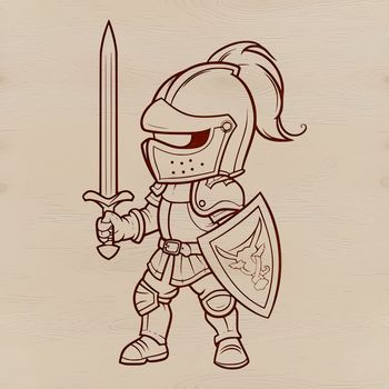 A medieval knight in armor, depicted in a stylized vector format suitable for digital design and crafting projects.