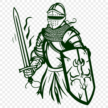 A medieval knight illustration designed as a vector graphic.