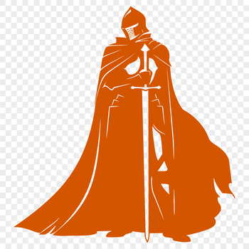 A vector design of a knight figure with detailed armor and regalia.