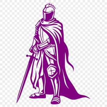 A medieval knight in full armor, depicted in vector art style.