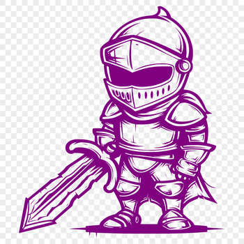 A medieval-inspired full-body knight illustration in vector format.