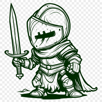 A medieval knight illustration in full-body armor, suitable for use as clip art or vector design.