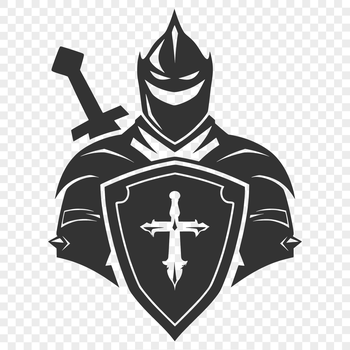 A medieval-style knight in armor, suitable for vector design and cutting machine use.