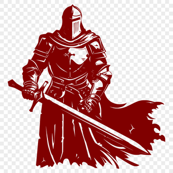 A medieval knight in full armor, depicted in vector style.