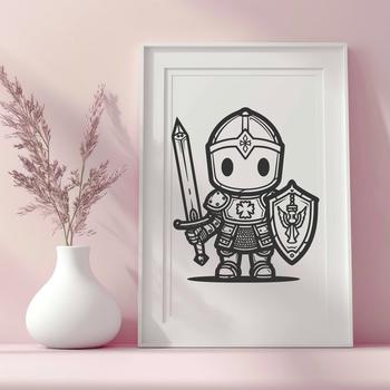 A detailed illustration of a medieval knight from the chest to the head, suitable for vector art design.