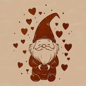 A mythical creature with love hearts sitting in a whimsical pose.