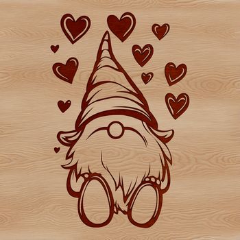 A mythical creature resembling a dwarf or gonk, sitting with love hearts.