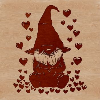 A mythical creature with love hearts, depicted in a seated position.