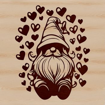 A mythical creature with love hearts, reminiscent of a dwarf or gonk, sitting in a playful pose.
