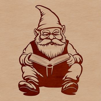 A mythical creature with a dwarf-like appearance, sitting and reading a book in a cozy setting.