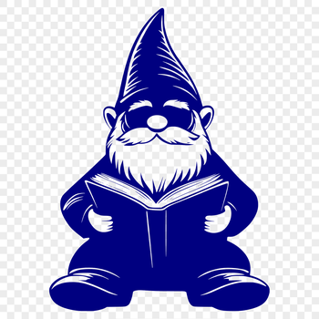 A mythical creature, the knome, is depicted in full-body pose sitting on its haunches.