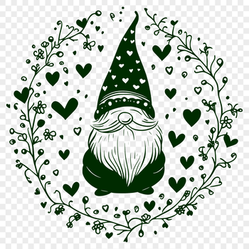 A mythical creature with love hearts, depicted in full-body form, sitting on a surface.