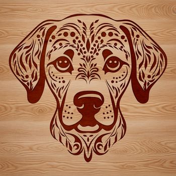 A vector drawing of a Labrador dog with intricate features and design elements suitable for various applications.