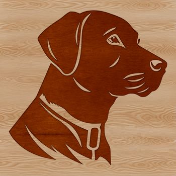 An SVG graphic featuring a realistic depiction of a dog breed, specifically a labrador retriever.
