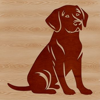 A vector illustration of a calm Labrador Retriever sitting on its hind legs.
