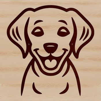 An SVG illustration of a friendly-looking Labrador Retriever's face, suitable for use in digital designs and crafts.