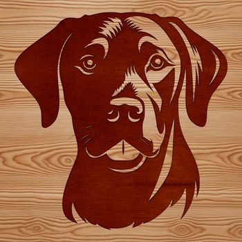 A detailed digital illustration of a Labrador Retriever's head, designed as vector art for various cutting machines.