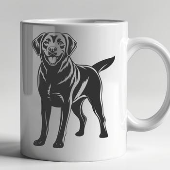 A detailed illustration of a standing Labrador Retriever dog from a full-body perspective.