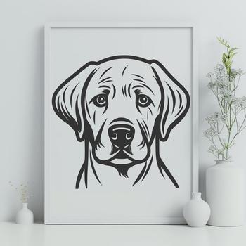 A detailed graphic representation of a Labrador Retriever breed dog's facial features in SVG format.