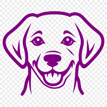 A simple line drawing of a friendly Labrador Retriever's head, suitable as pet clip art.
