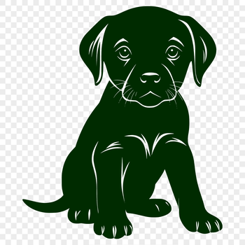 A full-body illustration of a sitting Labrador Retriever with its breed-specific features.
