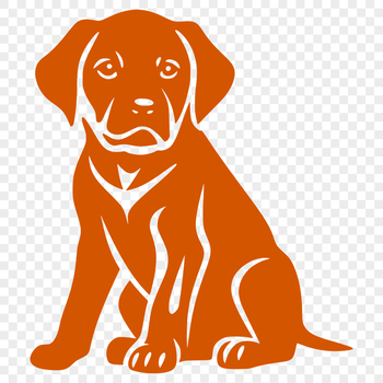 A vector graphic depiction of a cute Labrador dog in a sitting position.
