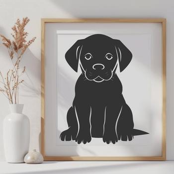 Vector graphic illustration of a Labrador Retriever in a sitting position.