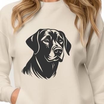 Vector illustration of a friendly Labrador Retriever's head, suitable for digital designs.