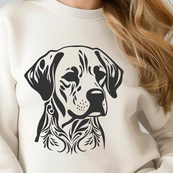 A detailed illustration of a Labrador Retriever's head, suitable for vector art and design.