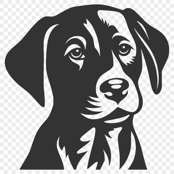 Close-up vector illustration of a smiling Labrador Retriever's head with floppy ears.