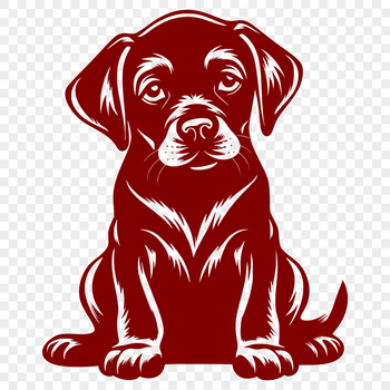 A digital illustration of a full-body sitting Labrador Retriever dog.